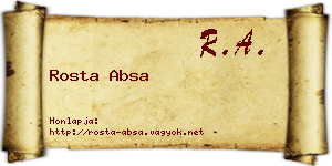 Rosta Absa névjegykártya